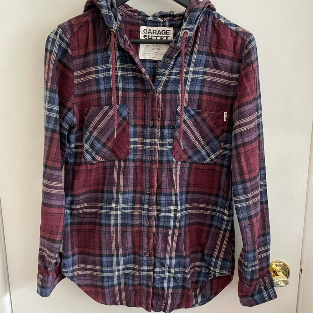 Garage Hooded Plaid Shirt